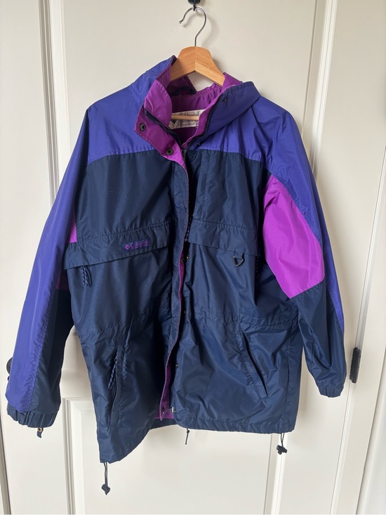 Columbia Jackets & Blazers - Columbia Navy, Purple & Magenta Colorblock Hooded Bomber Jacket